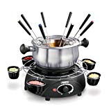 Princess 172665 - Fondue eléctrica (acero inoxidable, 6 cuencos para salsas, 8 tenedores)