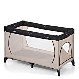 Hauck Dream N Play - Cuna de viaje para bebes a partir de 0 meses hasta 15 kg, incluido colchón y bolso de transporte, con cremallera en apertura lateral, plegable, 125 x 69 x 82 cm, beige y gris