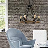 MOOOY Lámpara de cáñamo,Luz pendiente rústica del estilo industrial del desván 6-luces