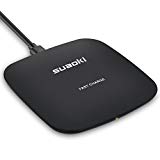 SUAOKI - Cargador inalámbrico inducción Qi con Carga Rápida 2.0 QuickCharge (LED indicador, Antideslizante, Ultra Slim, Diseño Base) Negro