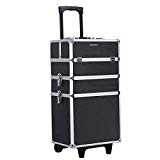 Songmics JHZ01B - Maletín organizador de cosméticos multiuso, tipo trolley, color negro