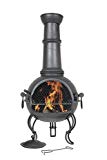 La Hacienda 56062B Murcia L - Chimenea de jardín con barbacoa (acero, tamaño grande, 107 cm), color negro