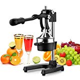 Excelvan - Exprimidor manual de Frutas, de Palanca profesional, Licuadora de Acero inoxidable (alta resistencia, con Sistema antigoteo), Negro