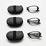 EnzoDate 3 pares Pack mini plegables gafas de lectura con estuche, + 1,0 a + 3,5 hombres mujeres plegable presbicia hipermetropía lector de bolsillo (Fuerza + 1,0)