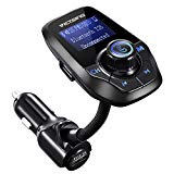 "VicTsing Manos Libres Bluetooth Coche Transmisor FM, Radio Musica Receptor Altavoz Bluetooth FM, Reproductor de MP3 Transmitter, 1.44"" LCD, 5V/2.1A USB, Tarjeta del TF-Negro"