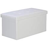 Levivo - Banco Plegable y Acolchado (Caja de Almacenamiento, Carga máxima hasta 300 kg, Aprox. 77 x 38 x 38 cm), Blanco