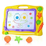 Pootack Pizarra magnética colorido, Almohadilla borrable de escritura y dibujo para niños 2 años 3 años 4 años - Juguetes educativos - Megasketcher - Portátil - Tamaño 40 x 31CM - Amarillo