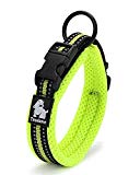 Rantow Cuello de perro fuerte transpirable Collar de perro de seguridad ajustable cómodo para perros pequeños / medianos / grandes (verde) (L 45-50cm)