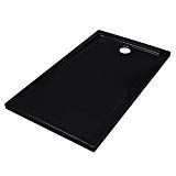 vidaXL Plato de Ducha Bandeja Rectangular Antideslizante Baño ABS Negro 70 x 120 cm