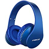LOBKIN Bluetooth para auriculares estéreo V4.2 Música plegable Over-oreja sonido de alta fidelidad Calling construido en Mircophone manos libres, inalámbrico de conexión de cable, para I (azul oscuro)