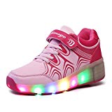 SGoodshoes LED Zapatillas Deporte Patín Ruedas Luminoso Formadores Flying Niños LED con un adulto Rueda Intermitente Zapatos