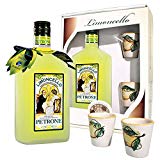 Limoncello 100% natural con vasos de cerámica de Vietri sul Mare, pintado a mano