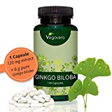 Ginkgo Biloba 6000 mg | LA DOSIS MÁS ALTA | Testado en Laboratorio + Sin Aditivos | Circulación + Sistema Nervioso + Energía | 120 Cápsulas | Testado en Laboratorio | Vegano | Vegavero