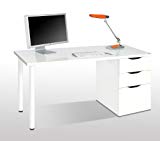 Habitdesign 004604BO - Mesa Ordenador Reversible, Color Blanco Brillo, Medidas: 138x74x60 cm de Fondo