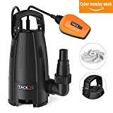 TACKLIFE Bomba Sumergible, 400W Bombas de Aguas Sucias, Caudal 9000l/h, Máx Gránulo 25 mm, Cabeza de 5 m, Profundidad Máxima de 6 m, Cable de 10 m, Interruptor de Flotación GSUP2B
