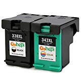 Gohepi 338XL/343XL Compatible para Cartuchos de tinta HP 338XL 343XL, 1 Negro/1 Tri-color Juego de 2 Trabajar con HP PSC 1610 2355