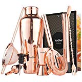 VonShef Conjunto de Coctelera Parisian Premium de Cobre en Caja de Regalo con Manual de Recetas y Accesorios
