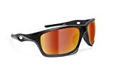 Gafas Deportivas Fotocromaticas de Ciclismo Moto Running Esquí Pesca Envolventes a Prueba de Viento mod. Omega by Bertoni Italy (Negro Mate - Espejo Dorado)