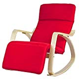 SoBuy sillón de relada, Silla de relada, mecedora, con Organizador colgante, rojo, FST16-R,ES (Rojo)