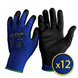 S&R 12 Guantes de trabajo con recubrimiento de PU – 12 pares - Talla M / 8