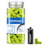 Mpow Tapón de Espuma 34dB Máximo NRR, 60 Pares con Estuche de Aluminio, para Protección Auditiva, Dormir, Roncar, Trabajo, Disparar, Viajar, Concierto