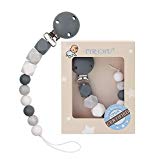TYRY.HU Silicona Bebé Chupete Clips BPA Chupetes Chupete Cadena de chupete Regalo de la Ducha de Bebé Juguetes de Dentición Alivio de la Dentición Titular Masticable para Niñas Niños (Gris)