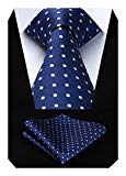 Hisdern Dot Floral Wedding Tie Panuelo para hombres Corbata y bolsillo cuadrado azul marino