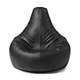Bean Bag Bazaar - Puf de piel sintética extragrande - Puffs Asiento (Negro)