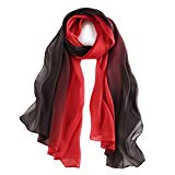 "pañuelo de seda Mujer 100% seda Mantón Bufanda Moda Chals Señoras Elegante Estolas Fular 70,8 ""x 27,5'' Negro y rojo"