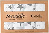 ? Mantas de Muselina Unisex CuddleBug | Paquete de 4 | Sabanas de Envolver, Paños de Algodon 100% Muselinas Infantil | Tamaño Grande 120x120cm | Multiuso Mantas Suaves de Lactancia - Estrellas (Starry Nights)