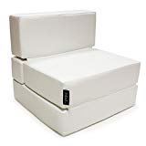 MiPuf - Sofá Puf Cama Plegable - 190x80x20 cm - Tejido Polipiel Alta Resistencia - Doble Costura - Interior Foam Alta Densidad - Blanco - 4 años de Garantía