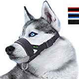 RockPet Bozal de Nylon para Perros Grandes Previene Mordidas, Ladridos y que Mastiquen, Bozal Lazo Ajustable (L,Negro)