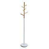 Versa 18790697 Perchero pie blanco - Metal y madera 171x28x28cm, 6 colgadores