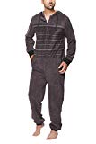 SLOUCHER - Mono Pijama de Hombre de Tejido Polar con Cierre de Cremallera y Capucha, Color:Gris Antracita, Größe:M