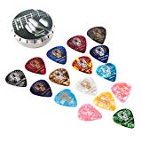 Donner® Púa de guitarra/bass (bajo), pack de 16 unidades, 4 grosores, 8 colores lindos