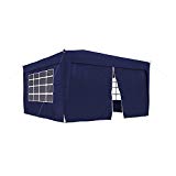 JAROLIFT Pabellón Gazebo - Carpa de Jardín plegable 3x3 m, Premium, incluye partes laterales: 1x puerta y 3x ventana, azul