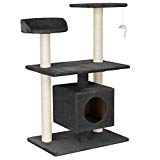 [en.casa] Rascador Para Gatos Árbol Para Gatos Trepar Sisal Juguetes - 60x40x95cm - gris