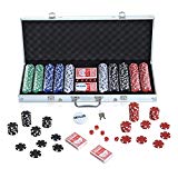Maletín de Poker Profesional con 500 fichas y 2 Barajas Juego Set de Poker Casino Aluminio...
