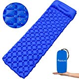 Osaloe Esterillas Inflables - Ultraligera Colchon Acampada con Almohada - 40D Colchoneta para Dormir Hinchable Sleeping Pad Camping para Viajes y Carpa - Azul