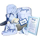 MabyBox Velvet DouDou | Canastilla Bebé Personalizada | Cesta Regalo Recién Nacido | Set Bebe Recién Nacido Personalizado (Azul)