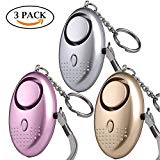 3 PCS Alarma Personal, VOOKI Alto Decibeles Alarma con Función de Iluminación para Seguimiento/Pánico/Seguridad/Ataque/Protección