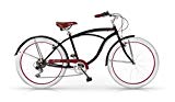 "MBM Honolulu - Bicicleta de Paseo para Hombre de 6 velocidades, Cuadro de Acero Talla 47, Frenos V-Brake, Horquilla Acero y Ruedas de 26"", Color Negro"
