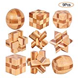 YGZN 9 Piezas Cubo Rompecabezas 3D de Madera del Enigma Juego Puzle - IQ Juguete Educativo - 3D Brain Teaser Puzzle de Madera - Juego Niños y Adolescentes (Wooden Puzzles 9Set)