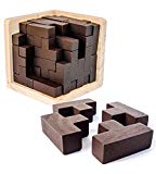 Sharp Brain Zone Rompecabezas 3D De Madera Desarrolla Habilidades de Genio con Sus Piezas en Forma de T Que se Ajustan como en Tetris. Juguete Educativo para Niños y Adultos.
