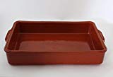 CAZUELA DE BARRO RECTANGULAR CON ASAS. (43CM)