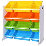 SONGMICS Estantería para Juguetes, Libros, Organizador para Habitación Infantil, 12 Cajas de Colores, GKR04W