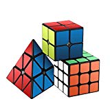 Roxenda Juego de Cubo de Velocidad,Magic Cube Set de 2x2 3 x3 Pirámide,Cubo de puzle Liso