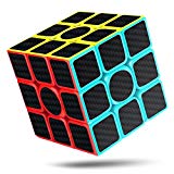 cfmour Cubo de Velocidad Cubo de Rubik, 3x3x3 Fibra de Carbono Suave Magia Cubo de Rubik Rompecabezas 3D Cube, Versión Mejorada, 5.7cm (Negro)