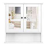 Homfa Armario de Baño con Espejo Armario de Pared Armario de Cocina o Medicina Blanco 2 Puertas y 3 Estanterías MDF 56x13x58cm