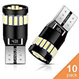 Anpro 10 Paquetes T10 LED Canbus Bombillas,T10 W5W LED Blanco Super Brillante W5W T10 194 168 2825 158 175 21-SMD 4014 6000K,Luz para Coche